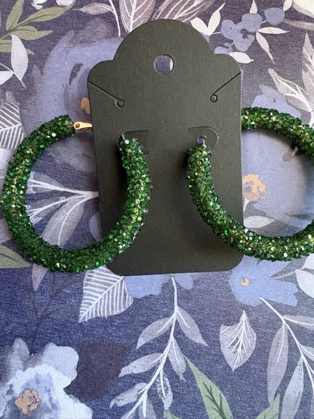 Green Crystal Hoop Earrings - Women's Fashion Jewelry